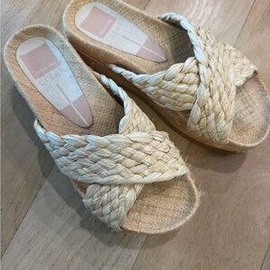 Dolce Vita Clear Women's Woven Sandals in Cream raffia